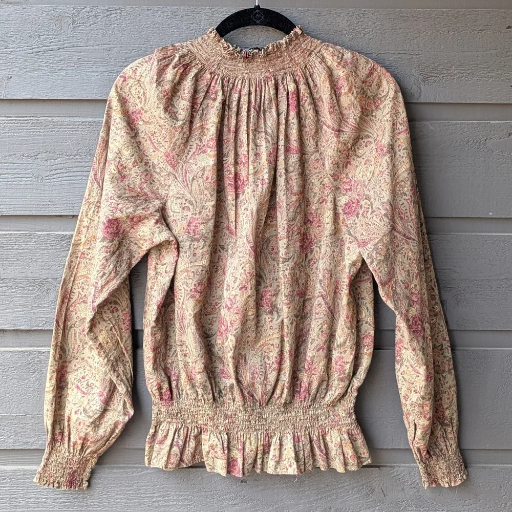 Lauren Jeans Ralph Lauren Button Up Mock Neck Long Sleeve Victorian Blouse Large